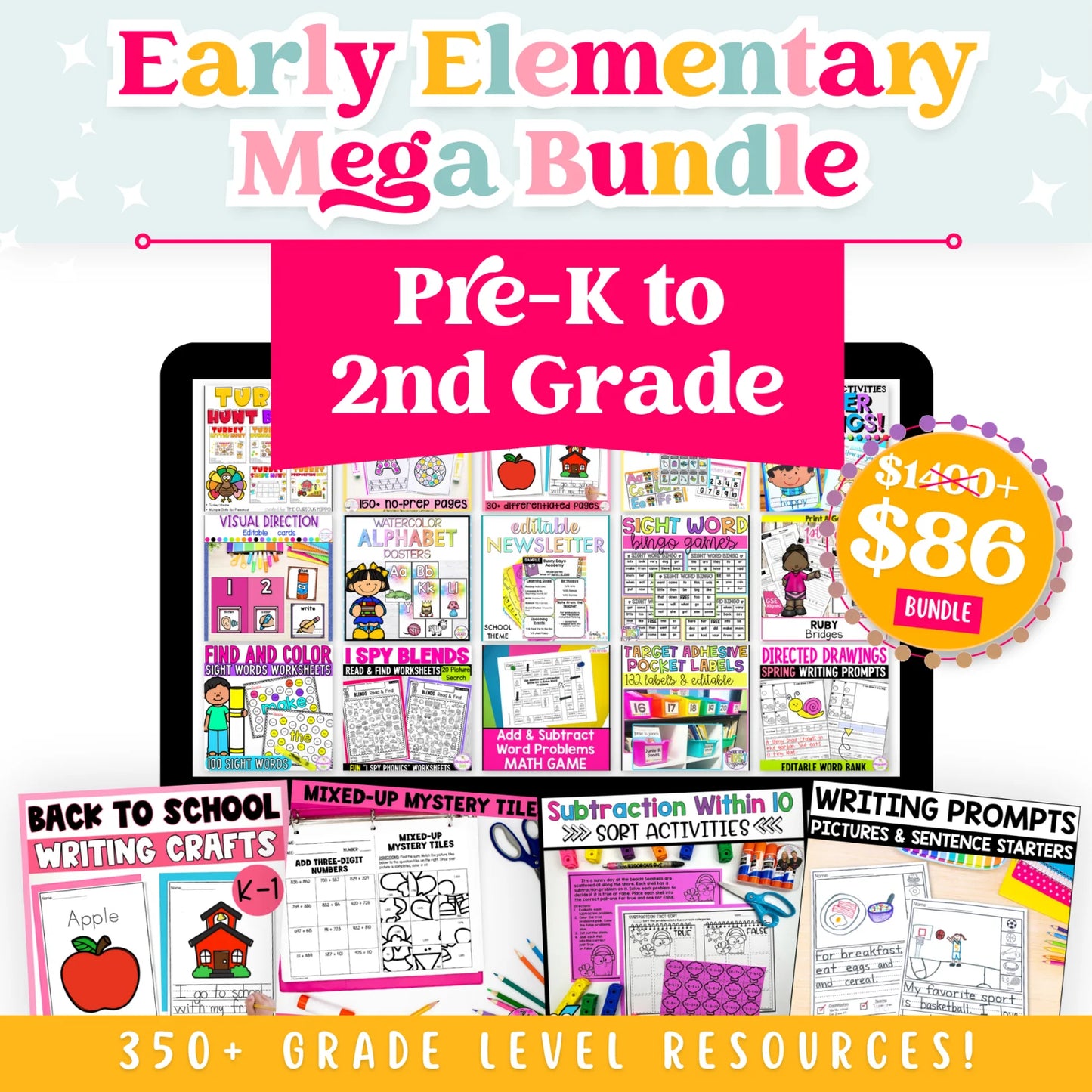 Pre-K, Kinder, 1st & 2nd Grade - Mega Bundle